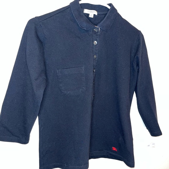 Burberry London Women's Long Sleeve Polo Shirt Black L EUC - Picture 2 of 6